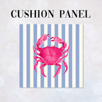 CUSHION Panel Pink Crab Blue Stripes CP-1118
