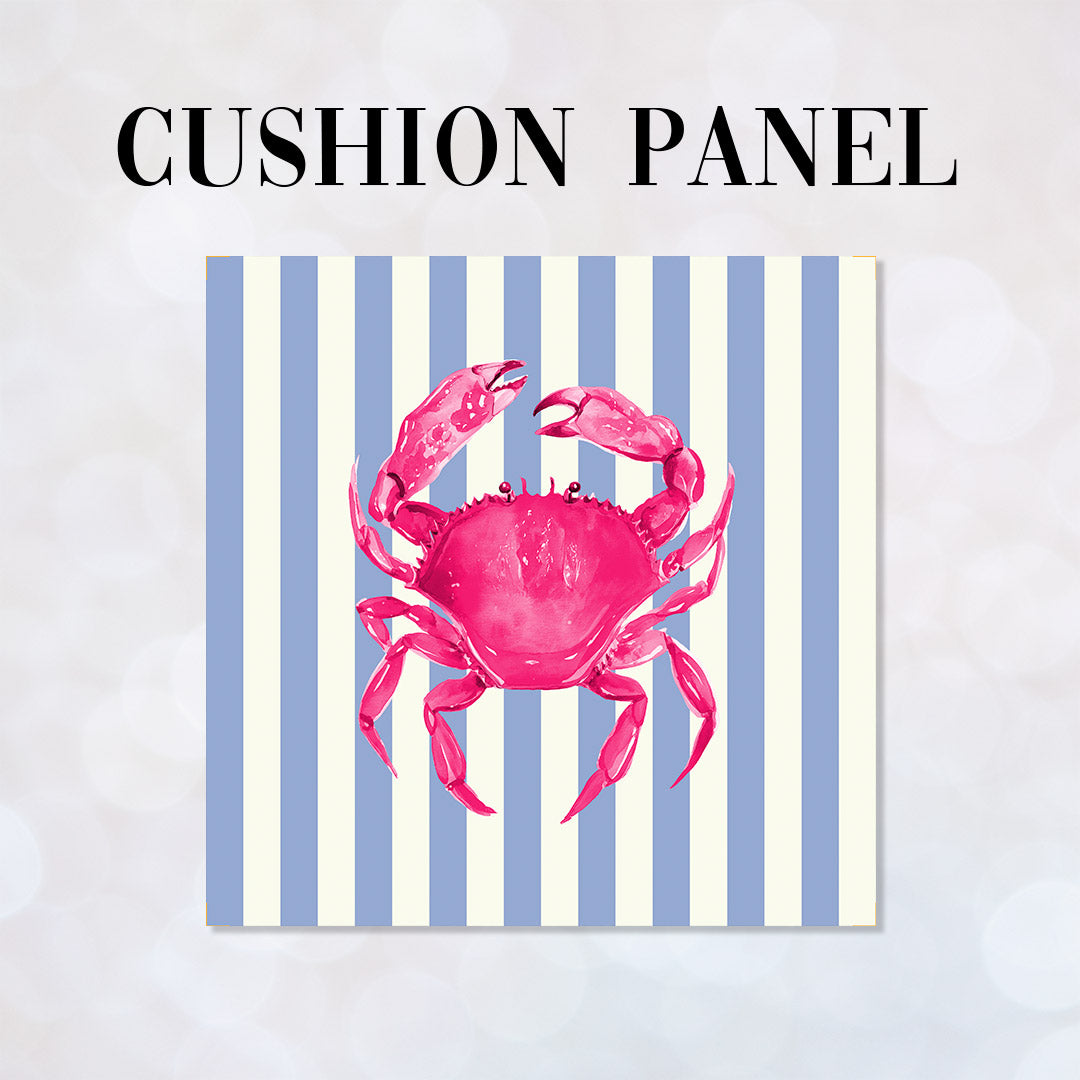 CUSHION Panel Pink Crab Blue Stripes CP-1118