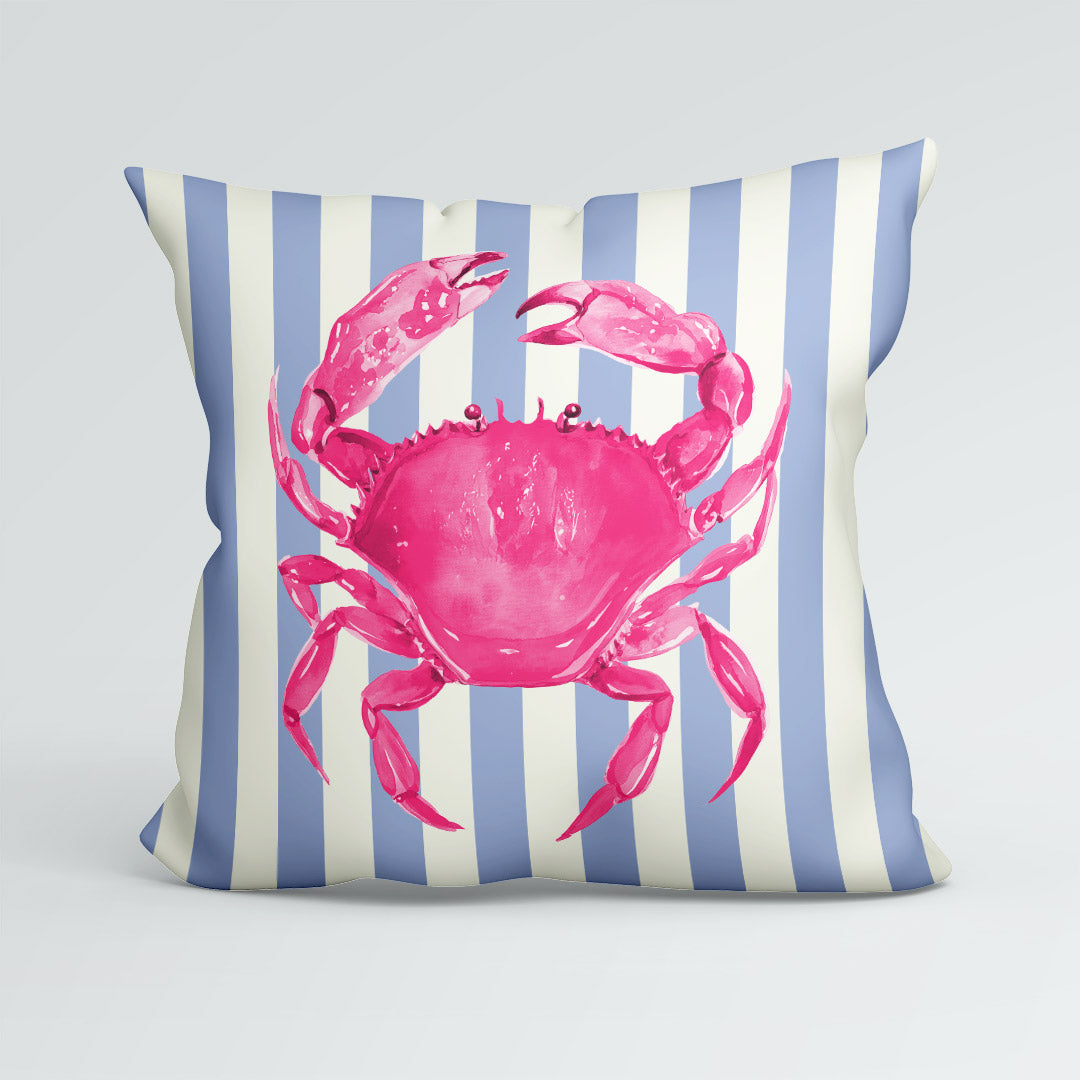 CUSHION Panel Pink Crab Blue Stripes CP-1118