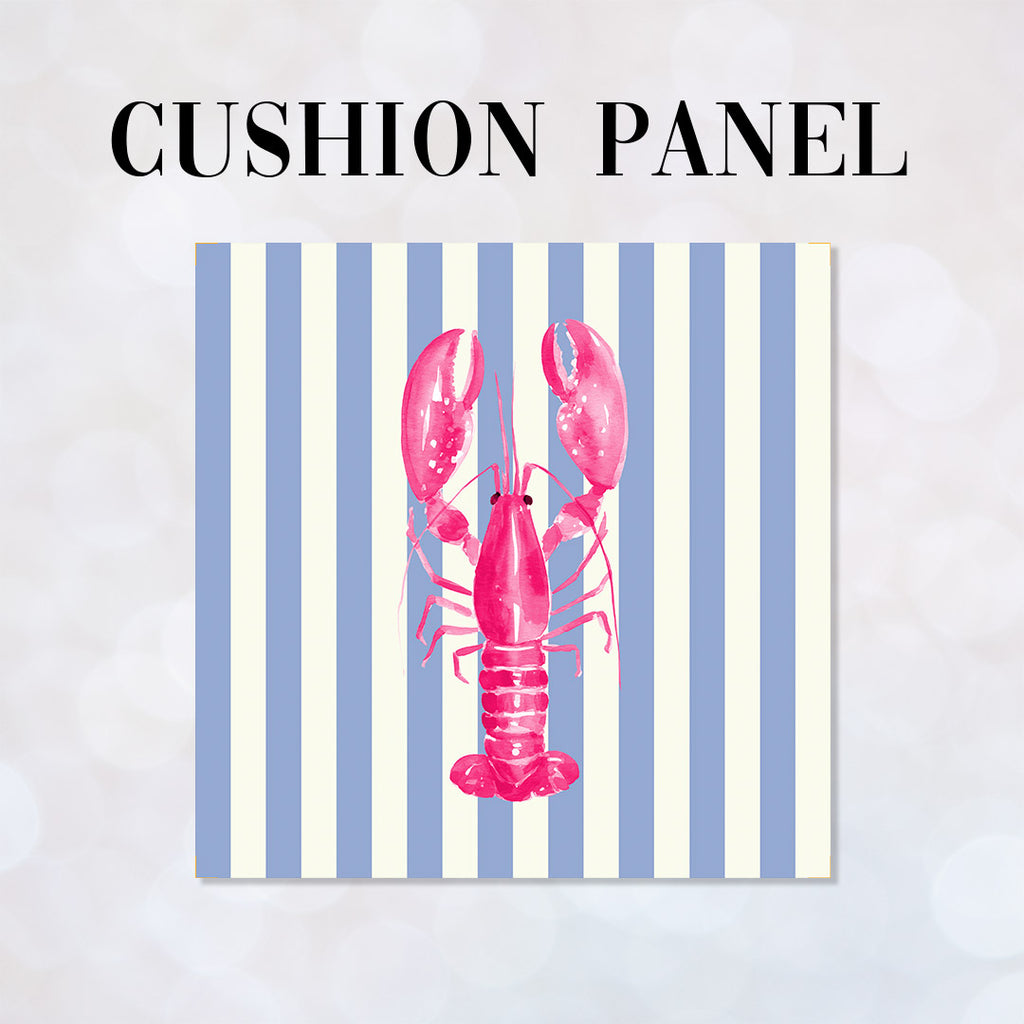 CUSHION Panel Pink Lobster Blue Stripes CP-1119
