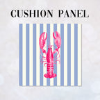 CUSHION Panel Pink Lobster Blue Stripes CP-1119