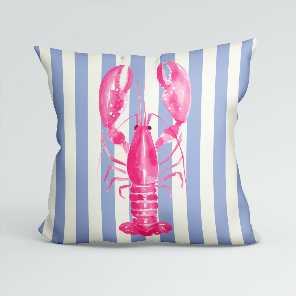 CUSHION Panel Pink Lobster Blue Stripes CP-1119