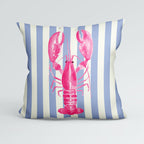 CUSHION Panel Pink Lobster Blue Stripes CP-1119