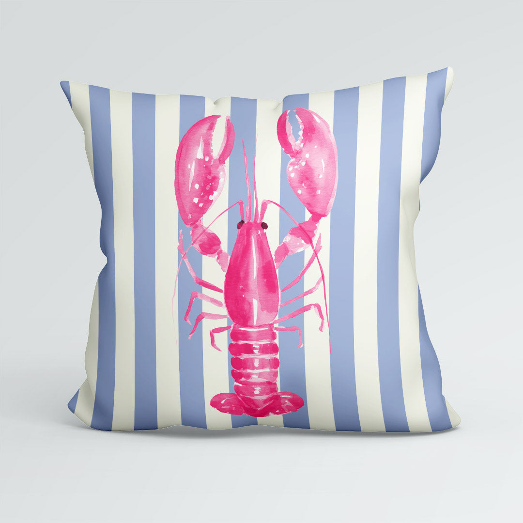 CUSHION Panel Pink Lobster Blue Stripes CP-1119