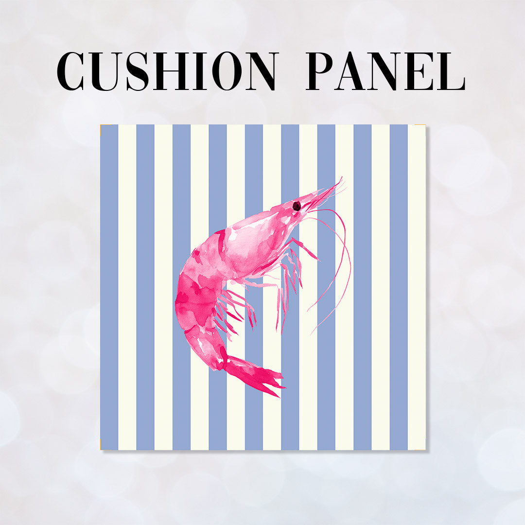 CUSHION Panel Pink Shrimp Blue Stripes CP-1120