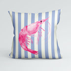 CUSHION Panel Pink Shrimp Blue Stripes CP-1120