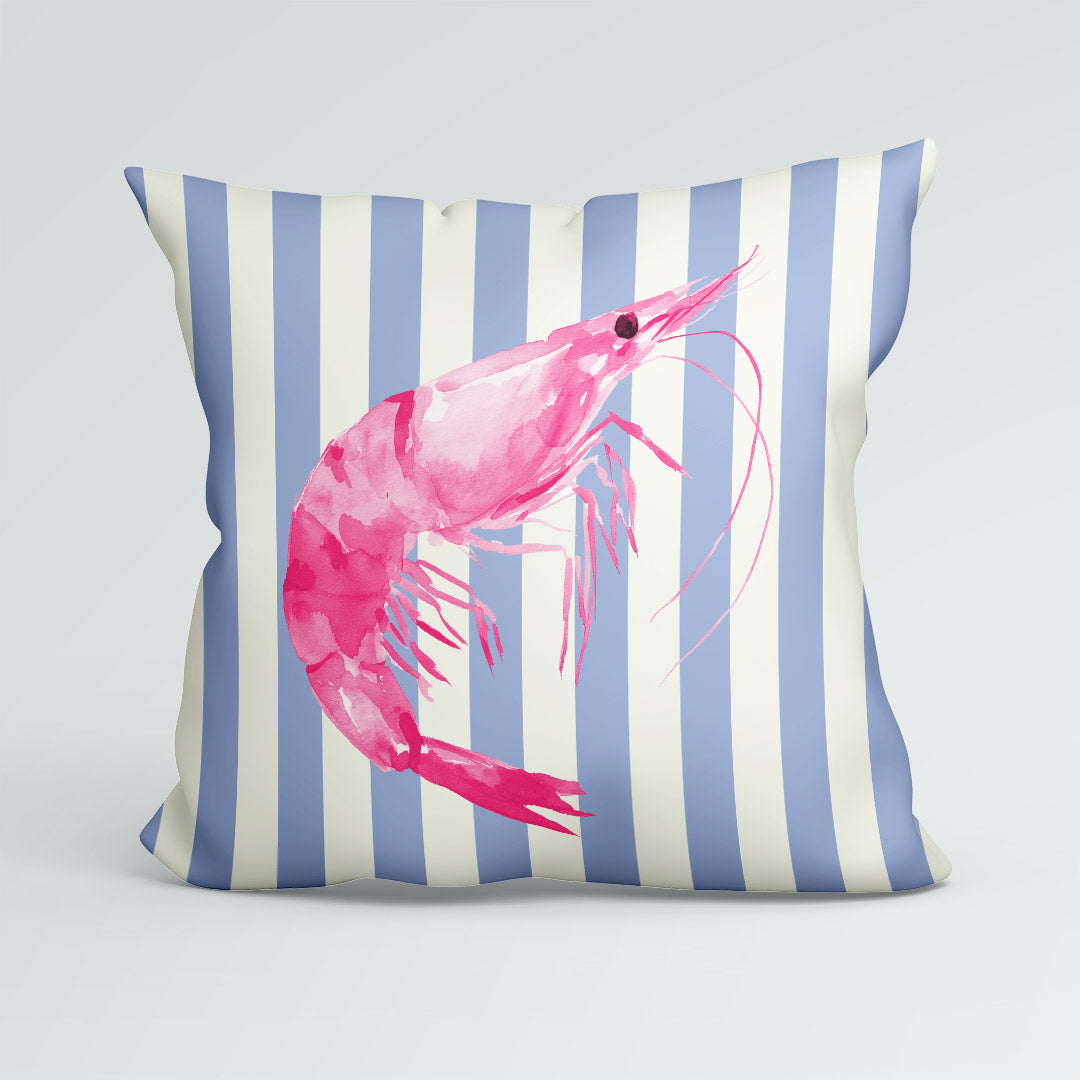 CUSHION Panel Pink Shrimp Blue Stripes CP-1120