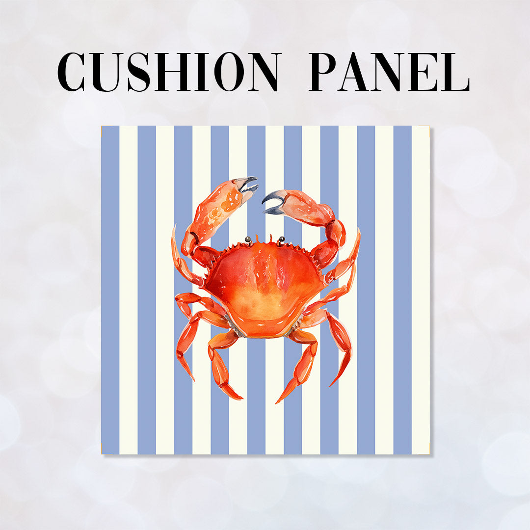 CUSHION Panel Red Crab Blue Stripes CP-1121