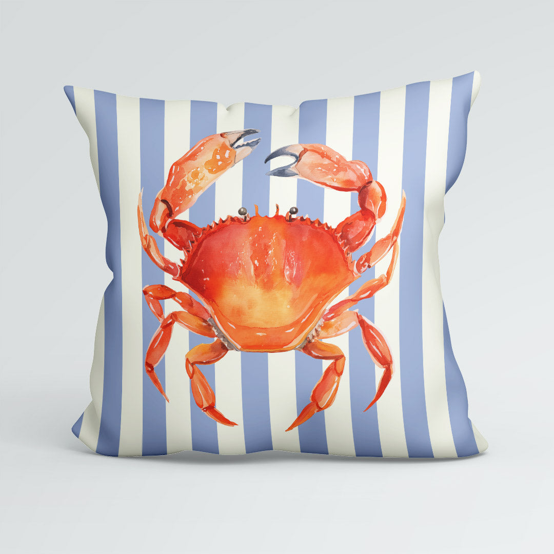 CUSHION Panel Red Crab Blue Stripes CP-1121