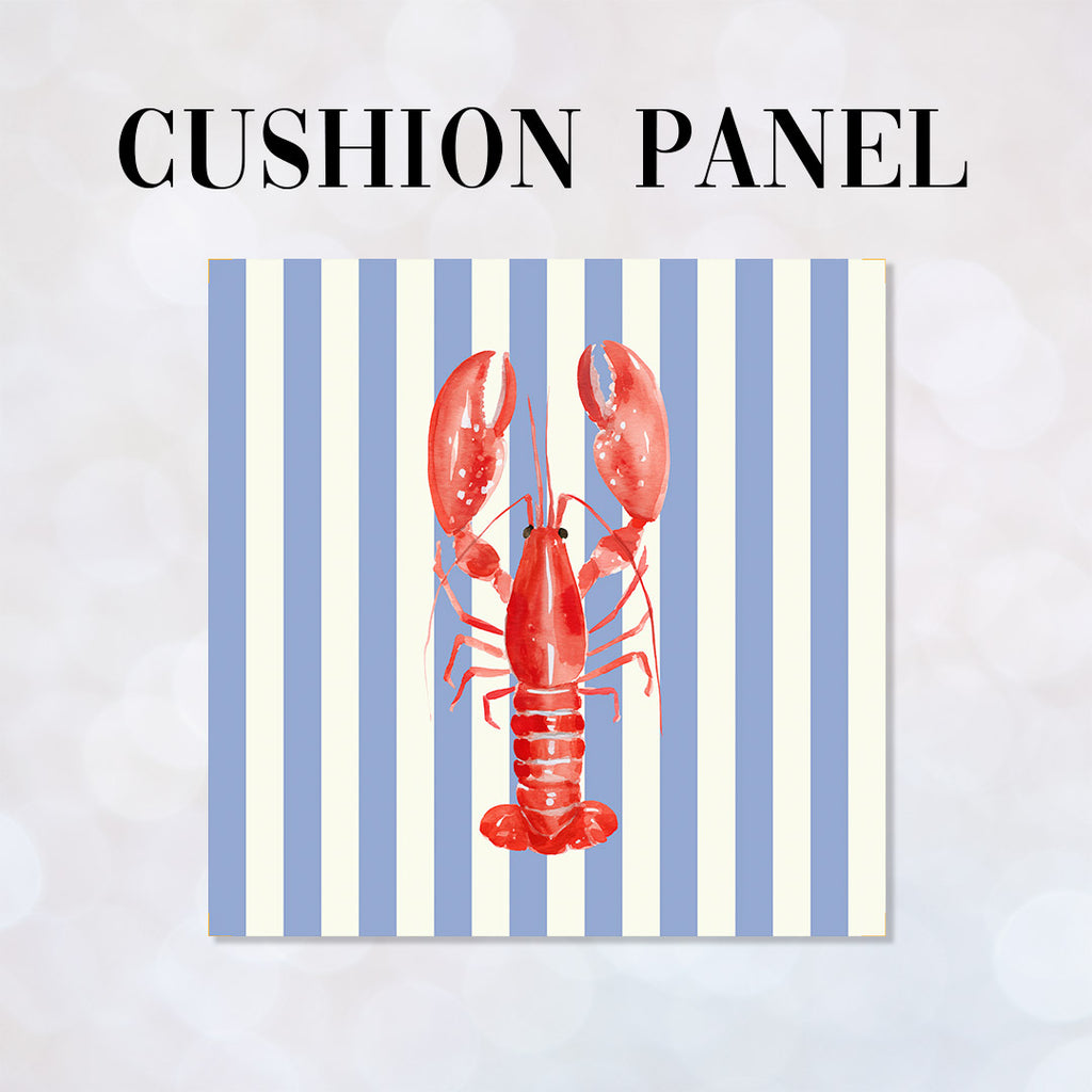 CUSHION Panel Red Lobster Blue Stripes CP-1122