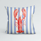CUSHION Panel Red Lobster Blue Stripes CP-1122