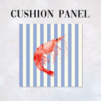 CUSHION Panel Red Shrimp Blue Stripes CP-1123