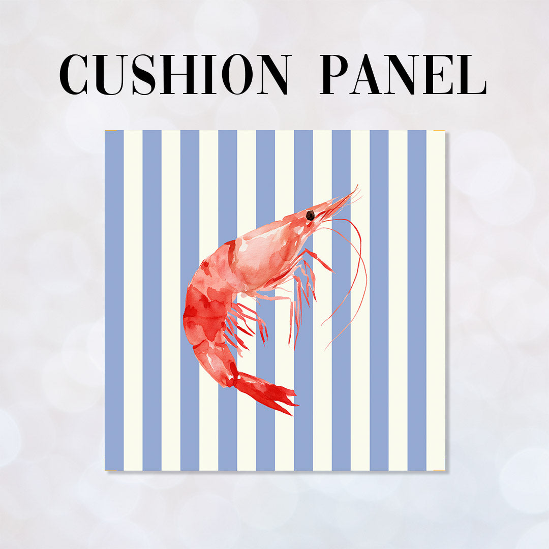 CUSHION Panel Red Shrimp Blue Stripes CP-1123