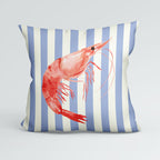 CUSHION Panel Red Shrimp Blue Stripes CP-1123