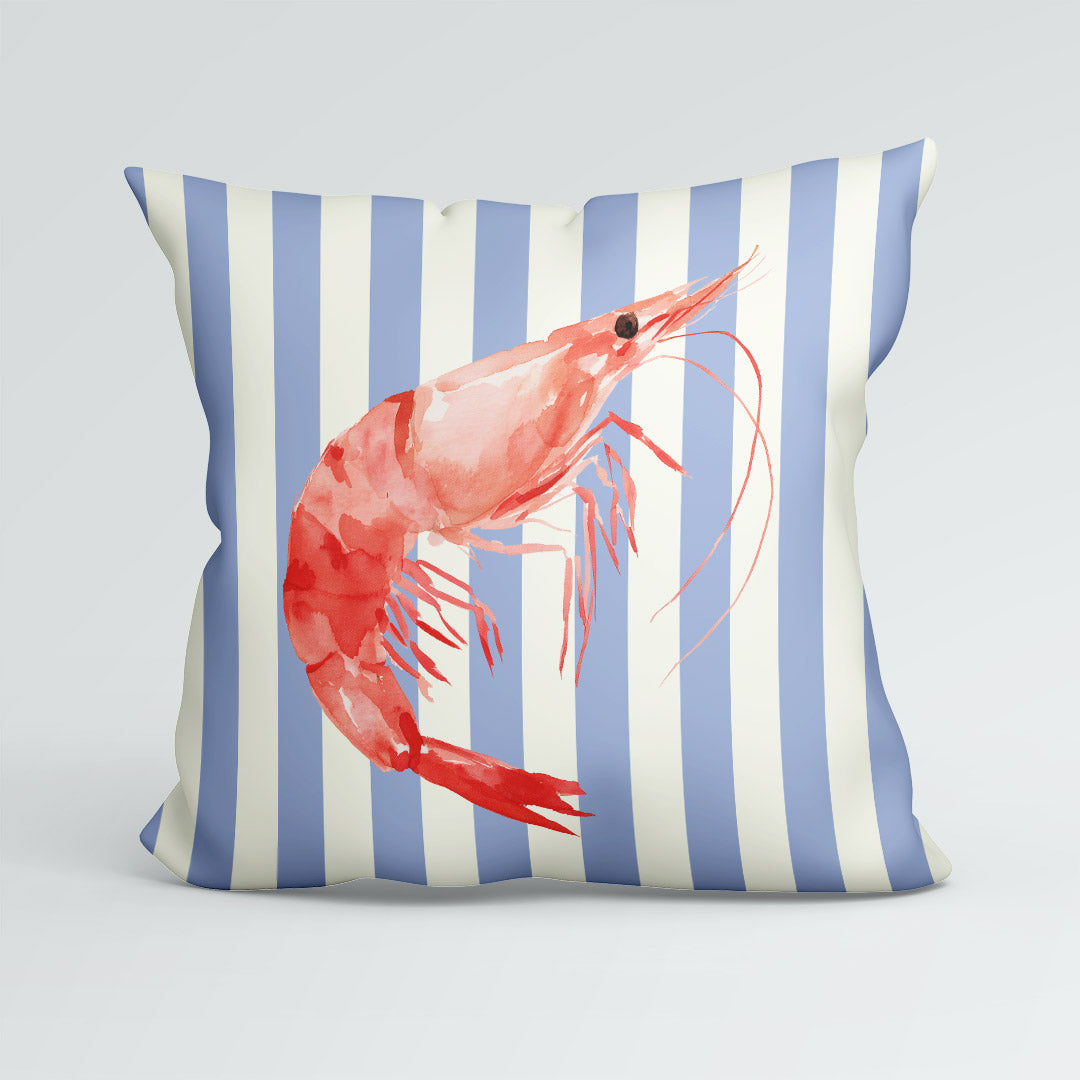 CUSHION Panel Red Shrimp Blue Stripes CP-1123