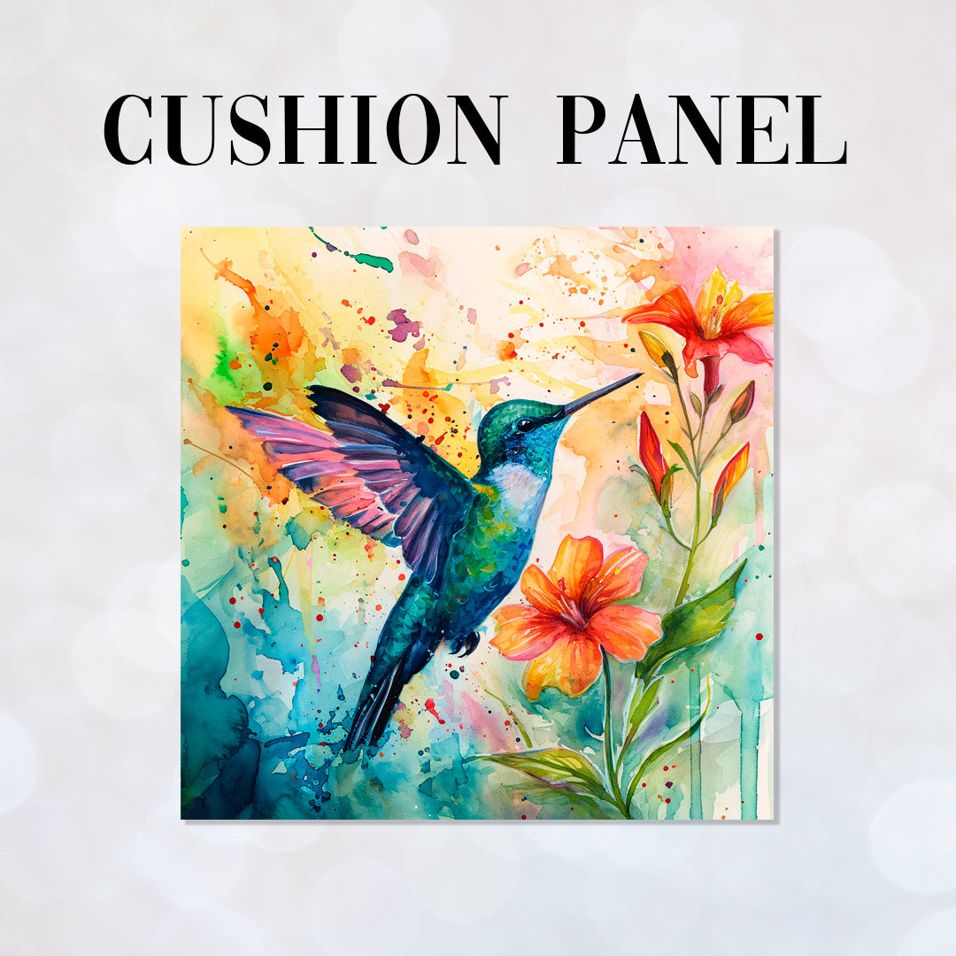 CUSHION Panel Hummingbird and Flowers CP-140