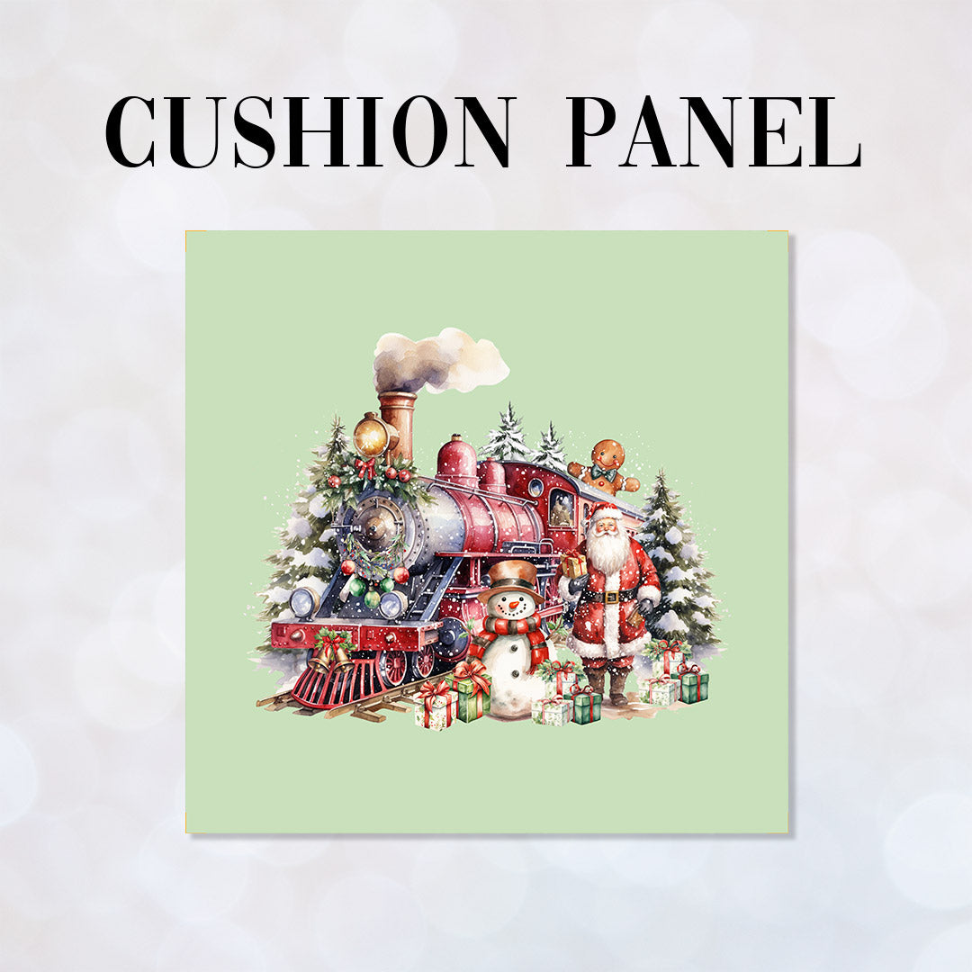 CUSHION Panel Christmas Train Mint CP-1400