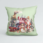 CUSHION Panel Christmas Train Mint CP-1400