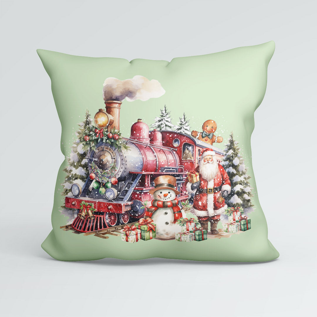 CUSHION Panel Christmas Train Mint CP-1400
