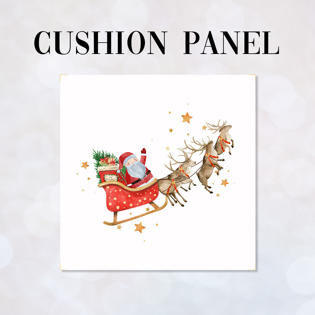 CUSHION Panel Santa and Reindeer White CP-1405