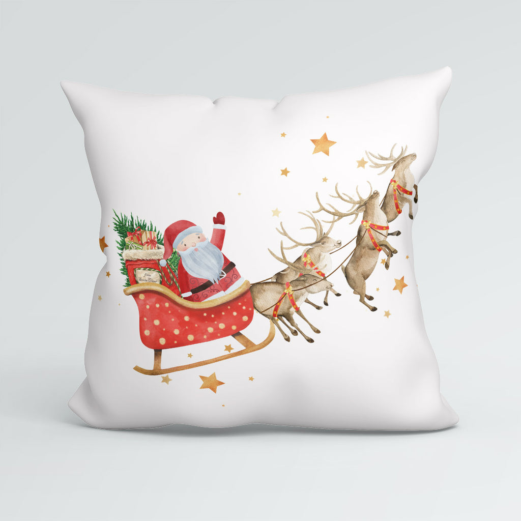 CUSHION Panel Santa and Reindeer White CP-1405