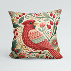 CUSHION Panel Folk Red Cardinal 1 CP-1419