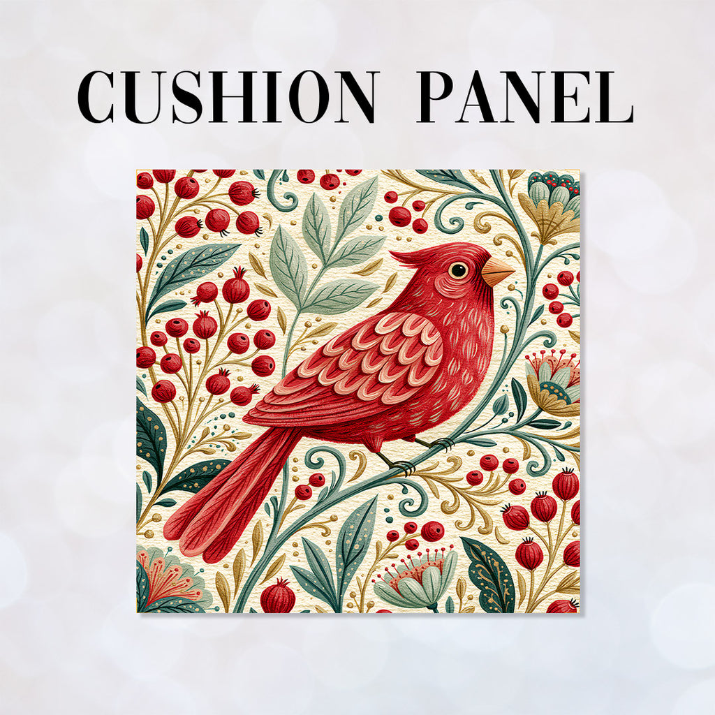 CUSHION Panel Folk Red Cardinal 2 CP-1420