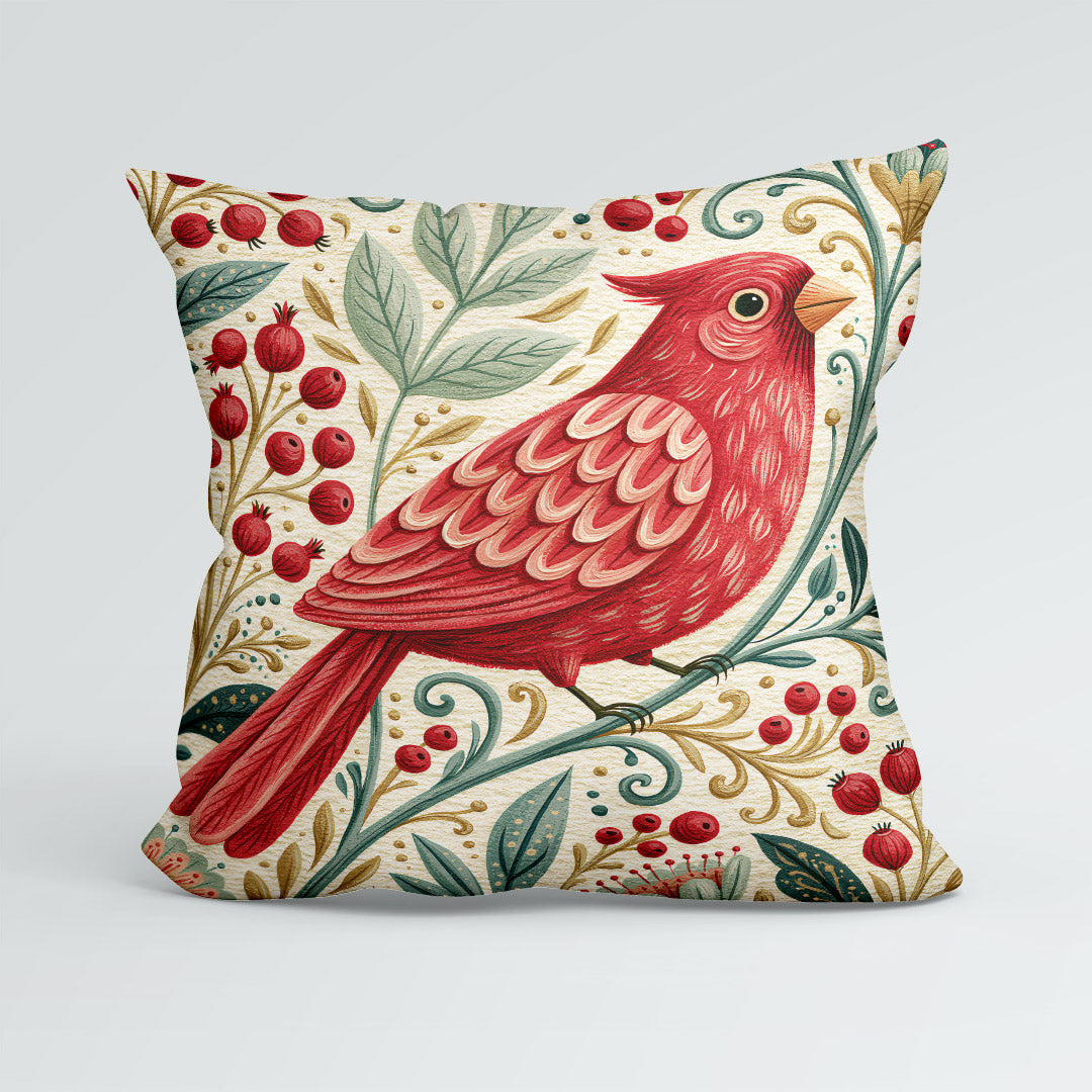 CUSHION Panel Folk Red Cardinal 2 CP-1420