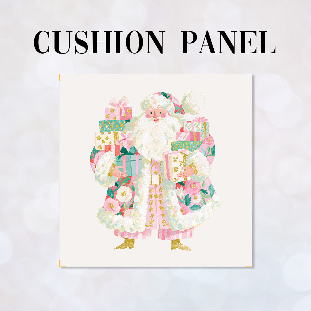 CUSHION Panel Pastel Santa with Presents CP-1430