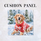 CUSHION Panel Winter Golden Retriever CP-1443