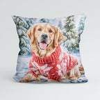 CUSHION Panel Winter Golden Retriever CP-1443