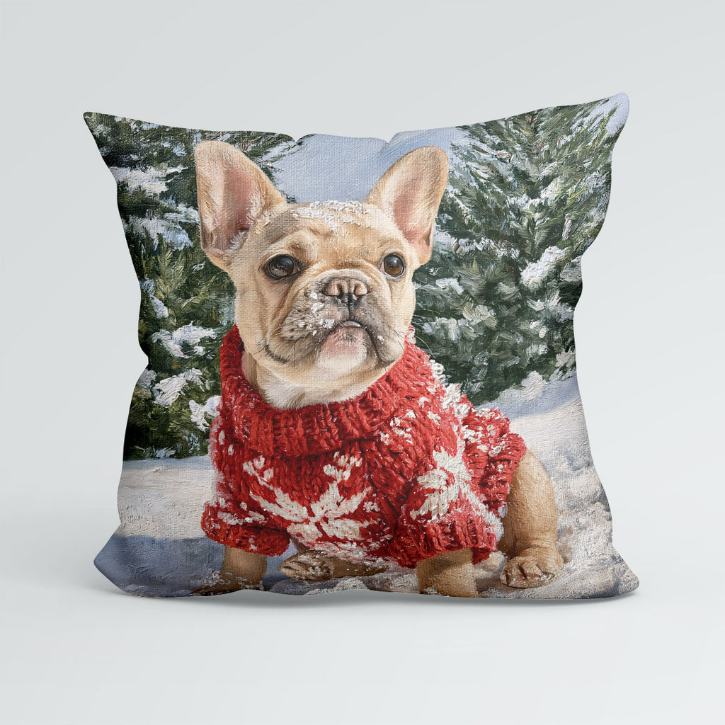 CUSHION Panel Winter French Bulldog CP-1445