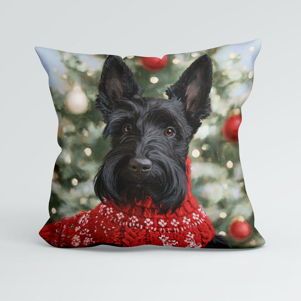 CUSHION Panel Christmas Scottish Terrier CP-1447
