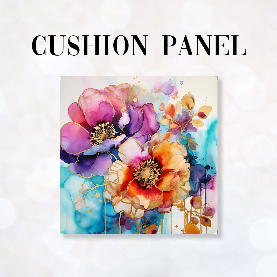 CUSHION Panel Abstract Ink Flowers 9 CP-145
