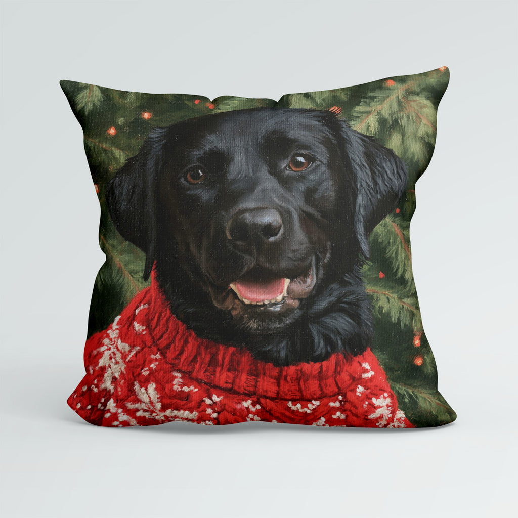 CUSHION Panel Christmas Black Labrador CP-1450