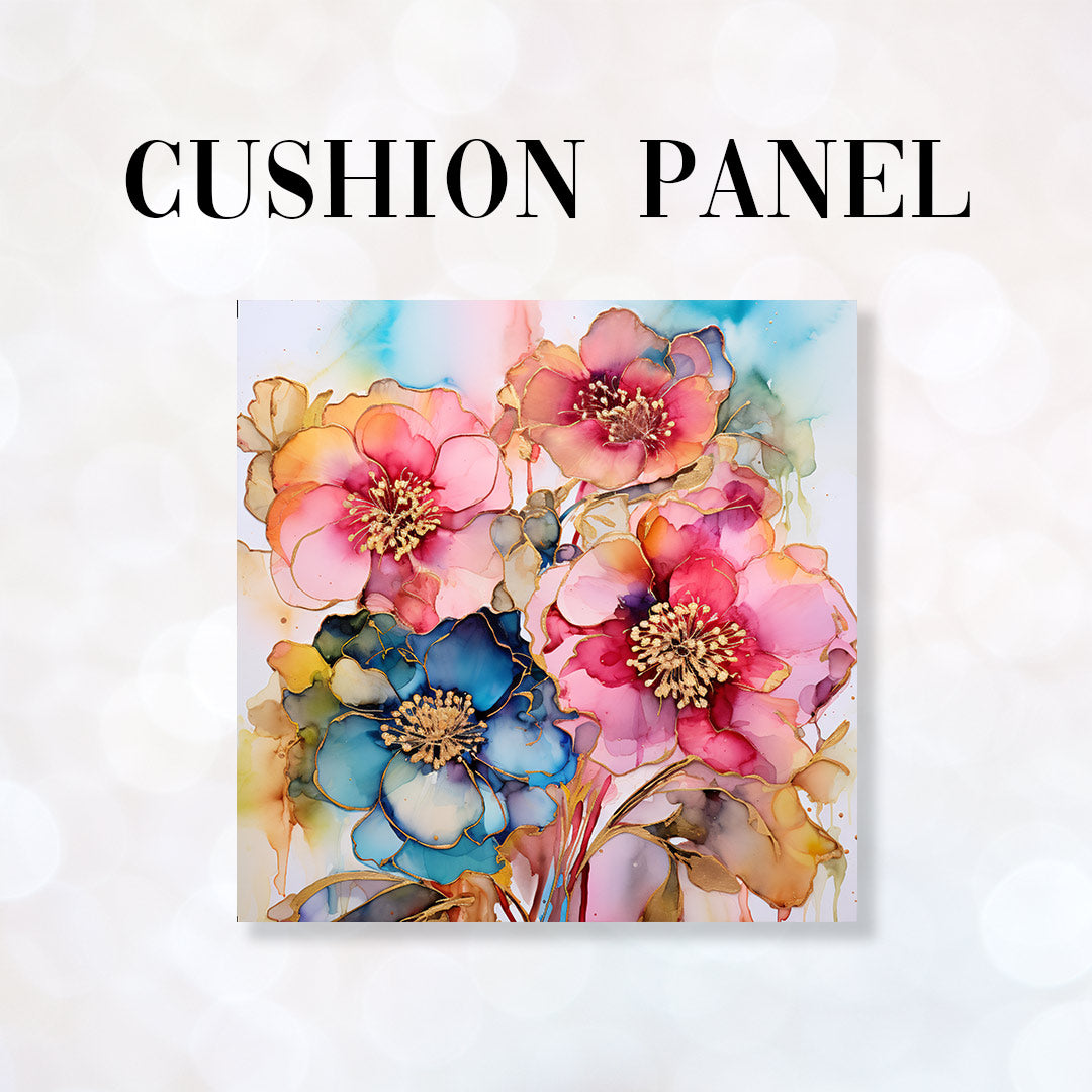 CUSHION Panel Abstract Ink Flowers 8 CP-152