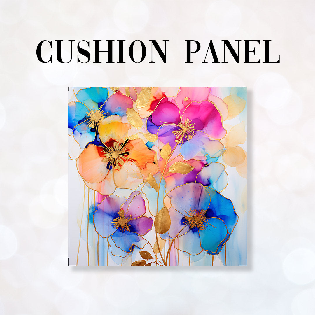 CUSHION Panel Abstract Ink Flowers 7 CP-153