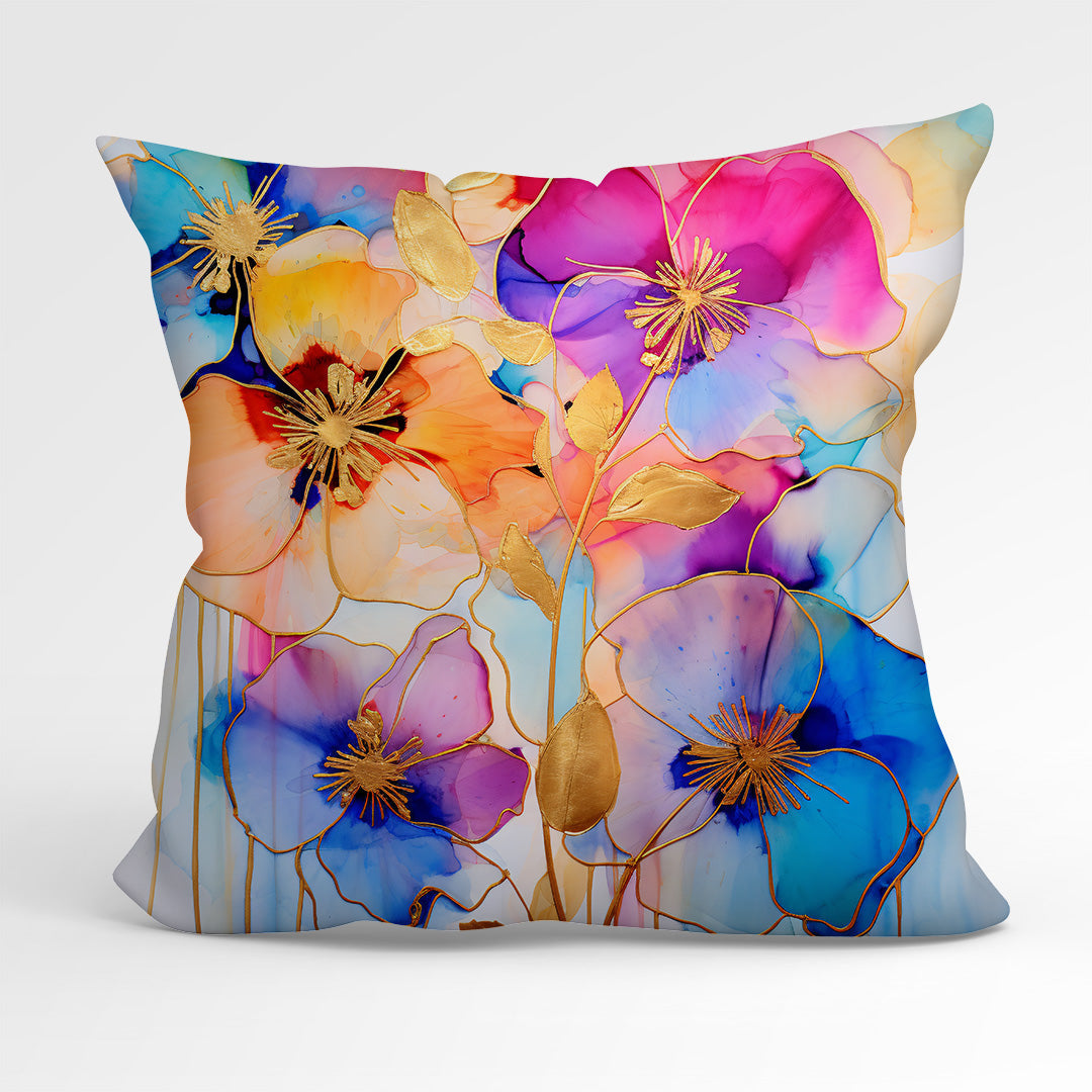 CUSHION Panel Abstract Ink Flowers 7 CP-153