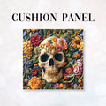 CUSHION Panel Embroidered Bright Floral Skull CP-157