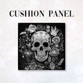 CUSHION Panel Floral Skull Mono CP-163