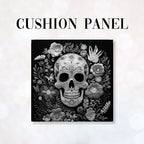 CUSHION Panel Floral Skull Mono CP-163