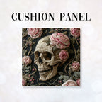 CUSHION Panel Pastel Roses Skull CP-166