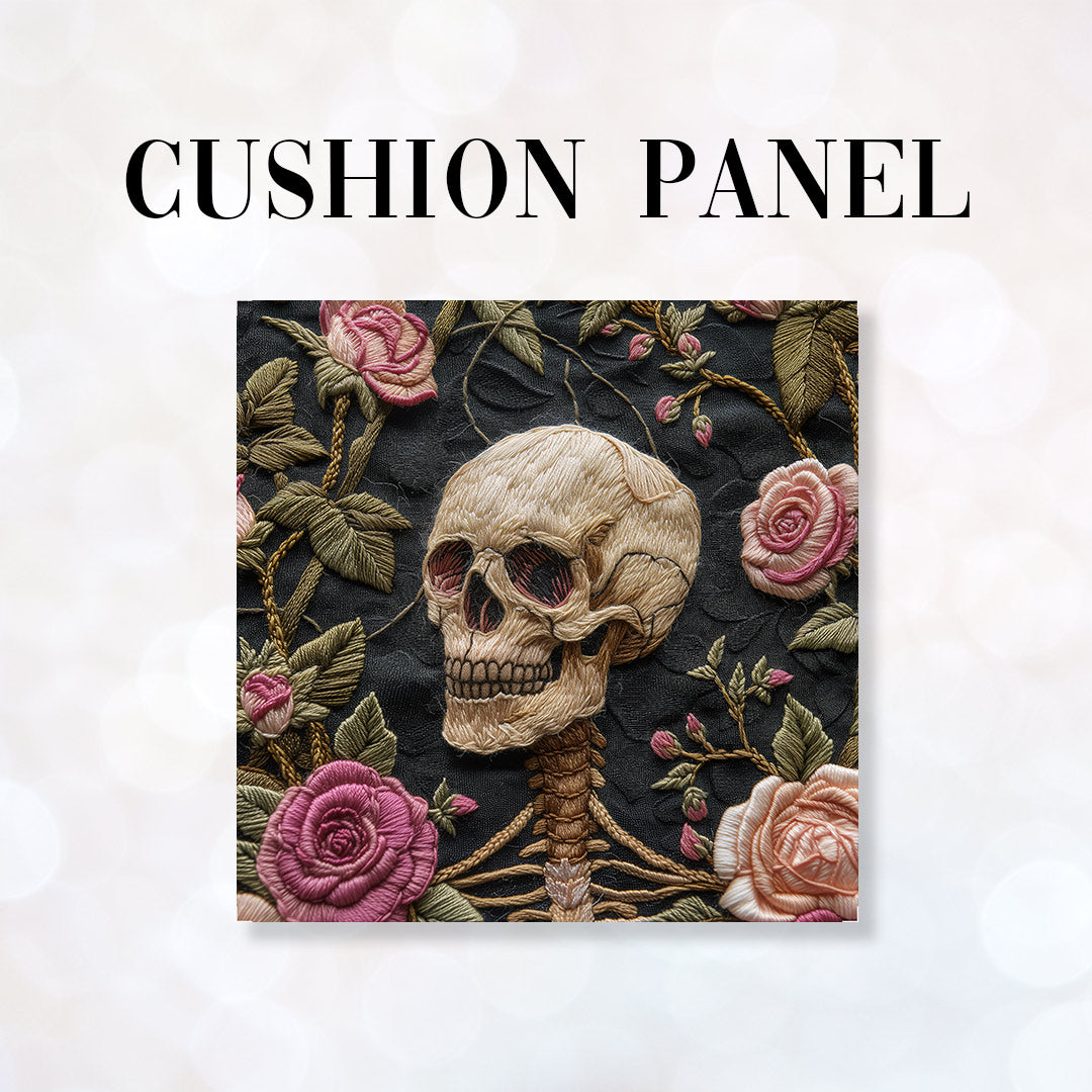 CUSHION Panel Skeleton and Roses CP-168