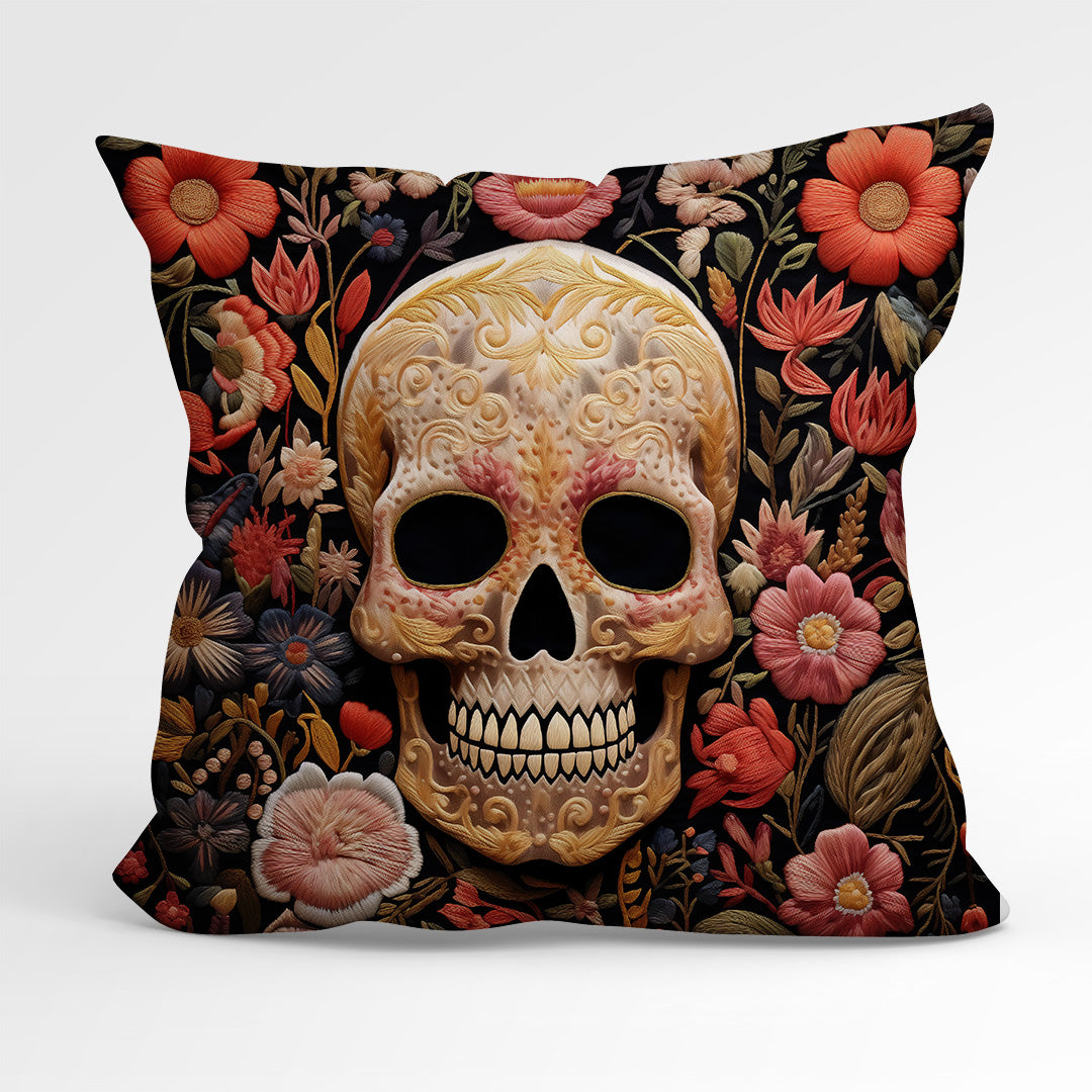 CUSHION Panel Blooming Skull CP-170