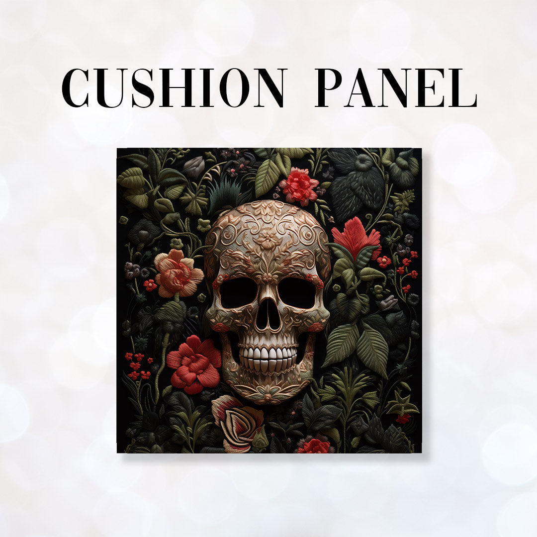CUSHION Panel Dark Garden Skull CP-172