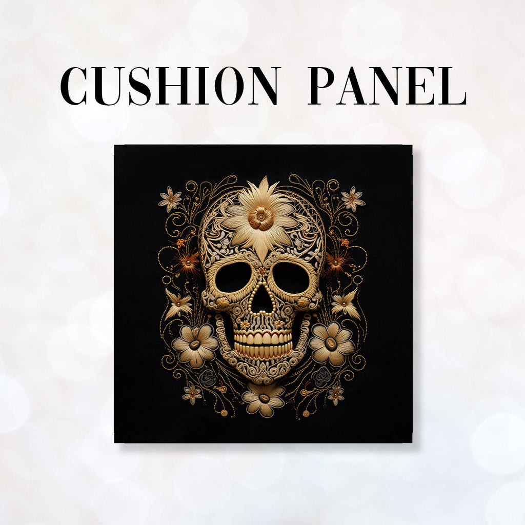 CUSHION Panel Golden Skull CP-174