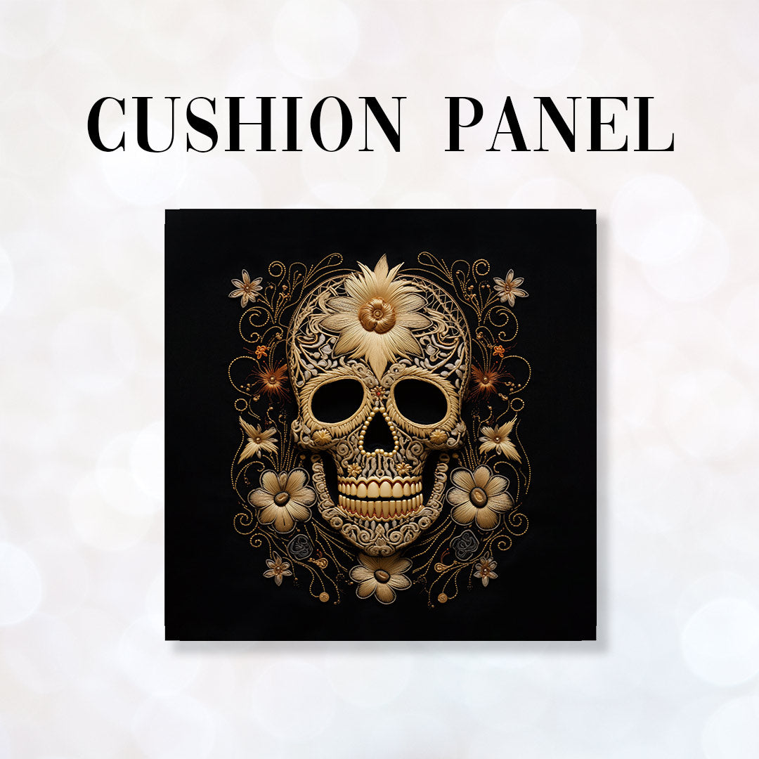 CUSHION Panel Golden Skull CP-174