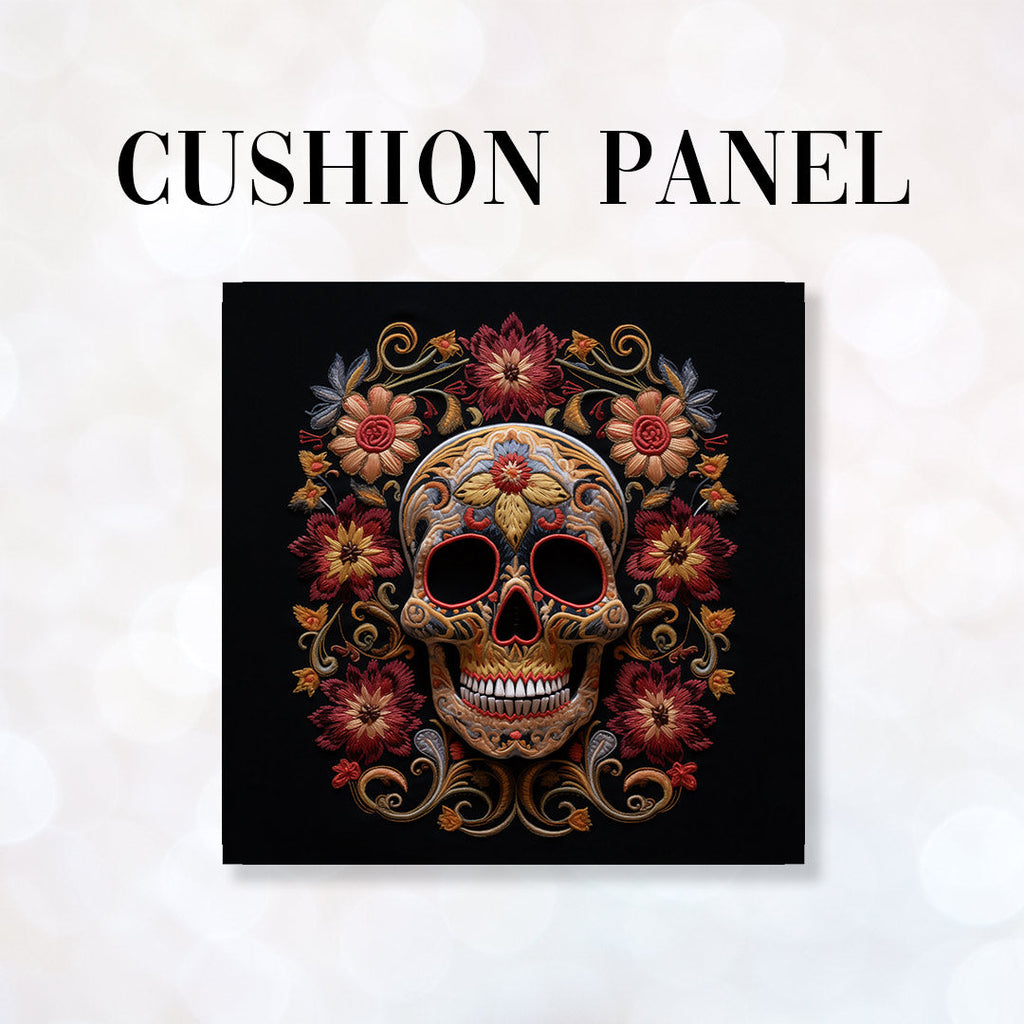 CUSHION Panel Sunset Bloom Skull CP-179
