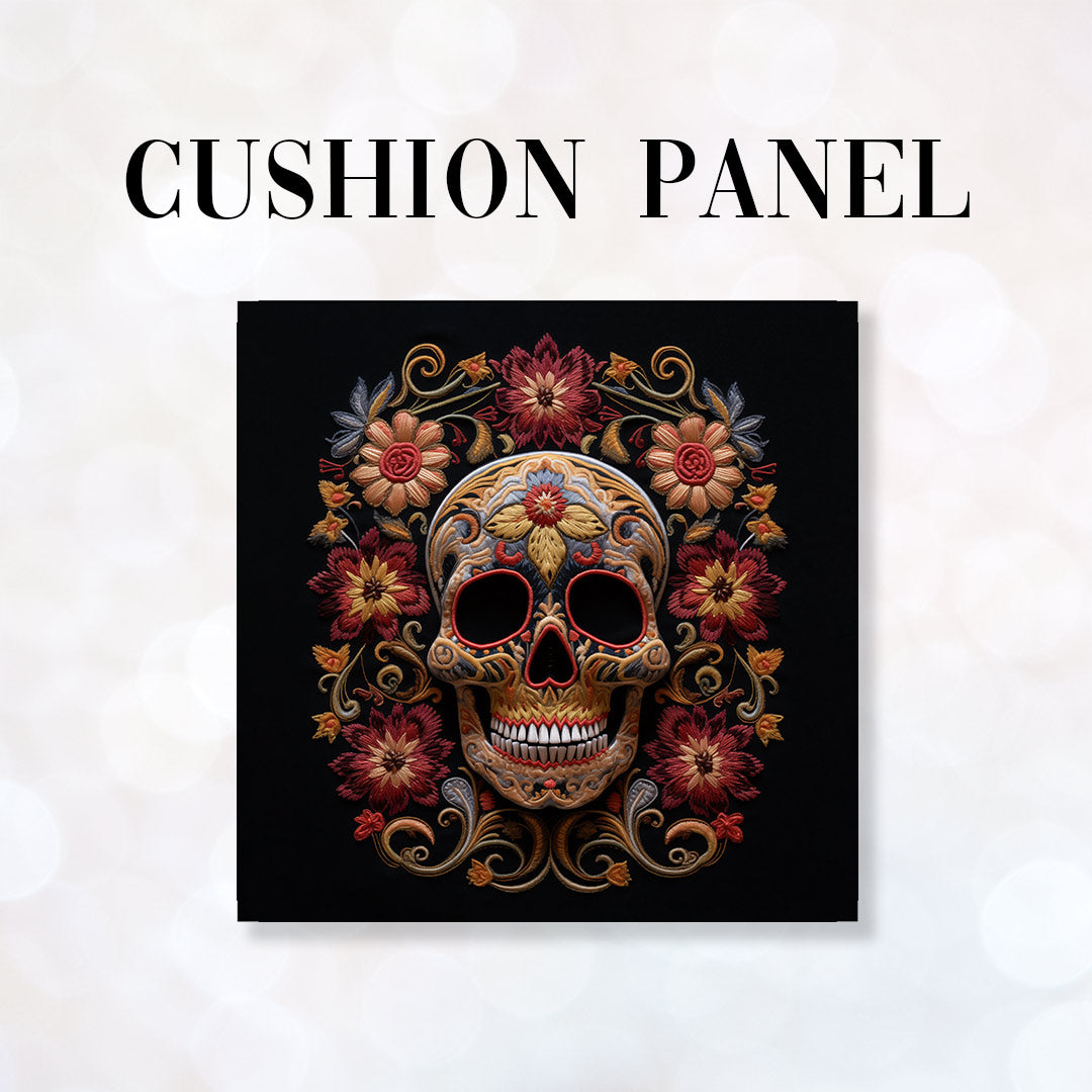 CUSHION Panel Sunset Bloom Skull CP-179