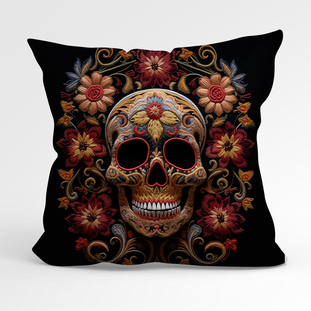 CUSHION Panel Sunset Bloom Skull CP-179
